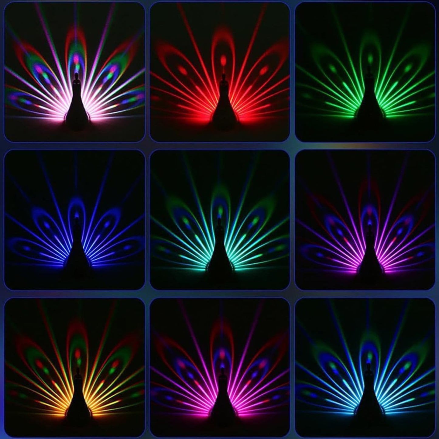 Peacock LED Wall Lamp – Colorful Projection Night Light with Remote & Touch Control