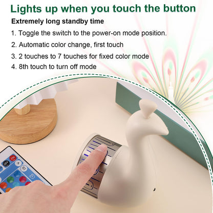 Peacock LED Wall Lamp – Colorful Projection Night Light with Remote & Touch Control