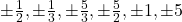 \pm\frac{1}{2}, \pm\frac{1}{3}, \pm\frac{5}{3}, \pm\frac{5}{2}, \pm1, \pm5