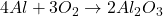 4Al + 3O_{2} \rightarrow 2Al_{2}O_{3}
