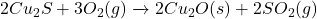 2Cu_{2}S + 3O_{2}(g) \xrightarrow{\text{ઉષ્મા}} 2Cu_{2}O(s) + 2SO_{2}(g)
